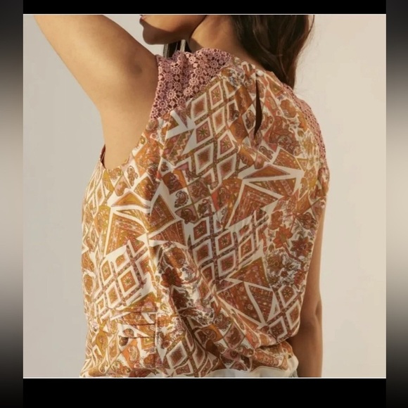 Anthropologie TINY Embroidered Floral Sleeveless Boho Chic Top Size XL - Picture 8 of 9